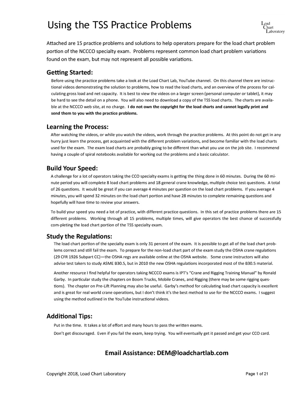 TSS – Load Chart Laboratory