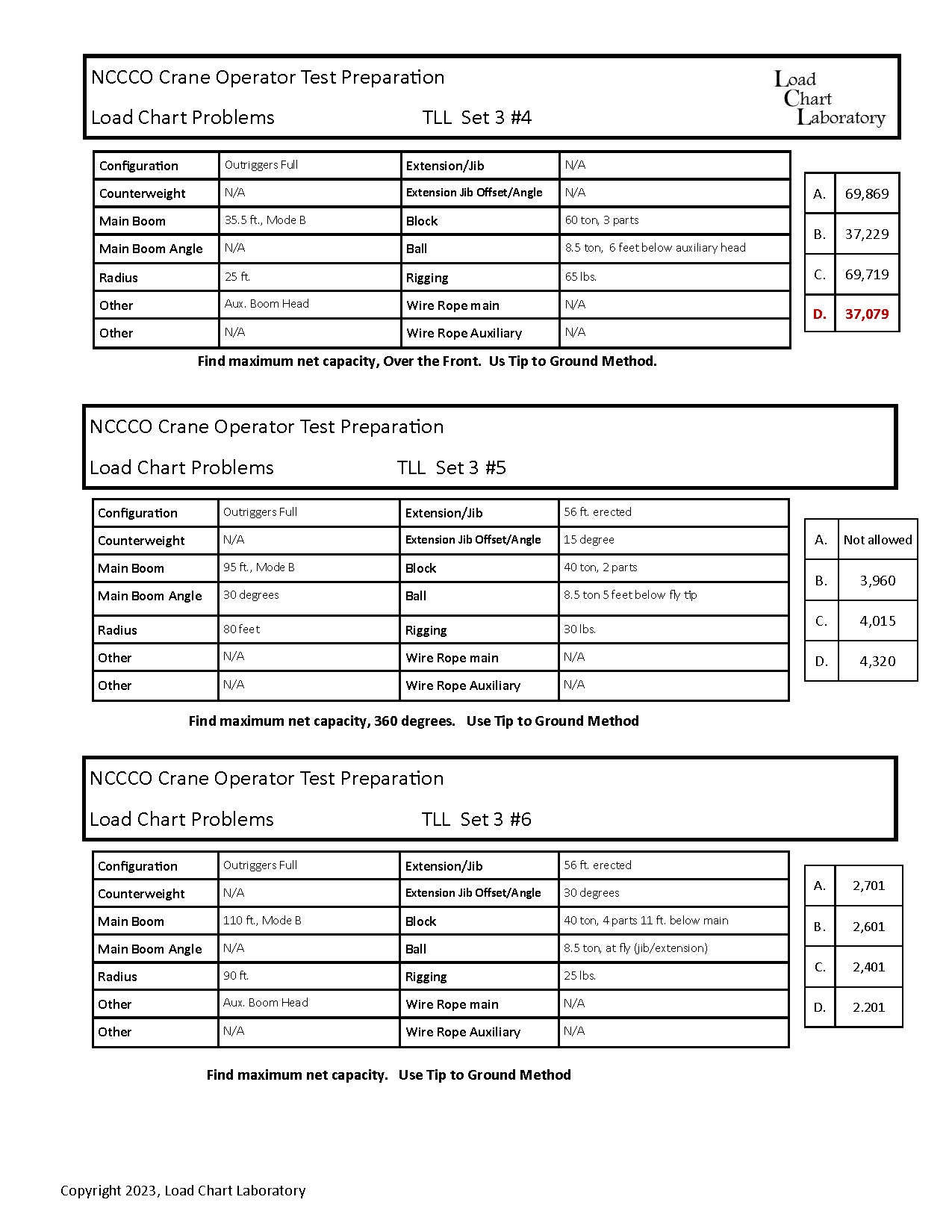 TLL Practice Problems – Load Chart Laboratory